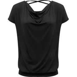 Yoga Shirt Flowing Batwing Ala Yoga Damen Schwarz Stretchig YOGISTAR klein