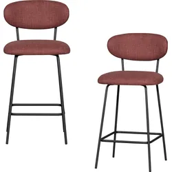 Barhocker WOOOD "Kjeld", rot (rouge), B:46cm H:93cm T:52cm, Hocker, gepolstert mit gewebtem Stoff, Höhe 93 cm
