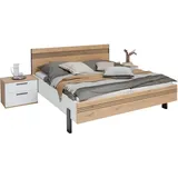 Dieter Knoll Bettanlage Gala, Anthrazit, Weiß, Eiche, Holz, Eiche, furniert, 180x200 cm, Made in Germany, Lattenrosthöhe individuell einstellbar, in verschiedenen Größen erhältlich, Schlafzimmer, Betten