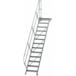 MUNK Günzburger Steigtechnik Aluminium-Treppe Plattform 45° 13 Stufen