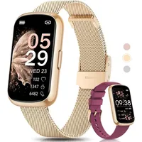 Sanorum CS5 Smartwatch (3,7 cm, android ios), Stilvolle Smartwatch für Damen mit Fitness- und Gesundheitsfunktionen goldfarben