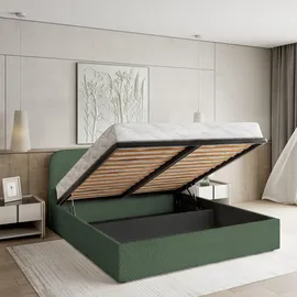 masseno Polsterbett, Grün, Holz, 140x200 cm, Schlafzimmer, Betten, Polsterbetten