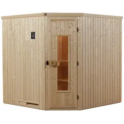 WEKA Ecksauna »Varberg 3«, BxHxT: 194 x 199 x 194 cm - beige