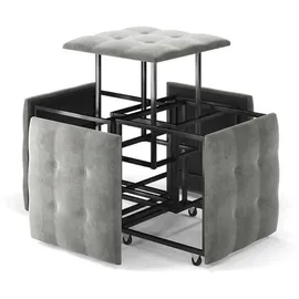 RODNIK Sitzhocker Transformer 5-in-1 Vellours 50 x 50 x 50 cm Grau