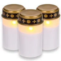 MIJOMA LED Grablichter für den Außenbereich - Batteriebetrieben, realistischer Flackereffekt, 6 Monate Leuchtdauer - Grablicht Grabkerze Grablampe (3 Stück Set, weiß)