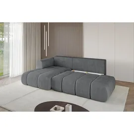 altdecor Ecksofa Cord mit Schlaffunktion 2-Sitzer Grau