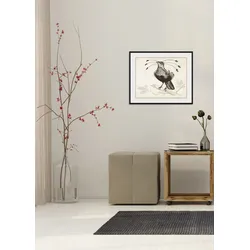 queence Bild »Rosalie«, Vögel-Vogelbilder-historische Ereignisse-Kunst, (1 St.), HD Premium Poster-Druck inkl. Holzrahmen queence schwarz