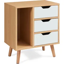 [en.casa] Nachtschrank Bordkak 55 x 48 x 30 cm Eicheoptik/Weiß