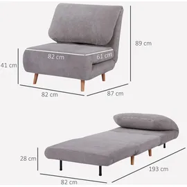 Homcom Schlafsofa Verstellbar im Cord-Optik 82 x 89 x 83 cm