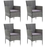 vidaXL Polyrattan Garten-Essstühle 53 x 58 x 84 cm grau 4 St. 310563