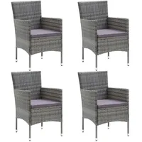 vidaXL Polyrattan Garten-Essstühle 53 x 58 x 84 cm grau 4 St. 310563