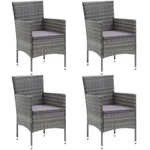 vidaXL Polyrattan Garten-Essstühle 53 x 58 x 84 cm grau 4 St. 310563
