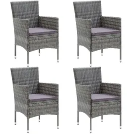 vidaXL Polyrattan Garten-Essstühle 53 x 58 x 84 cm grau 4 St. 310563