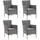 vidaXL Polyrattan Garten-Essstühle 53 x 58 x 84 cm grau 4 St. 310563