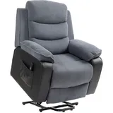 Homcom Fernsehsessel Cord Kunstleder 96 x 108 x 96 cm Dunkelgrau mit Fernbedienung