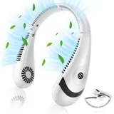 Nackenventilator, Tragbar Ventilator, 5000mAh Faltbar Hals Fan, USB Halsventilator, Nacken Ventilatoren, 3 Stufen, für Outdoor Küche Büro Camping - Weiß