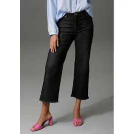 Aniston CASUAL 7/8-Jeans ANISTON CASUAL, Damen, Gr. 48, N-Gr, schwarz, Denim/Jeans, Obermaterial: 98% Baumwolle, 2% Elasthan, Abriebeffekte, unifarben, figurbetont 7/8-Länge, Jeans, mit leicht ausgefranstem Beinabschluss
