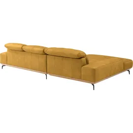 Musterring Wohnlandschaft MUSTERRING "MR 2490 Ecksofa mit erstklassigem Sitzkomfort, Long-Life-Leder", gelb (kurkuma, s), B:342cm T:207cm, Sofas, Wohnlandschaft, Fuß schwarz, Sitzhöhe 48cm, wahlweise mit Funktionen, Maße 342x207 cm