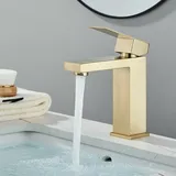 Wasserfall Waschtischarmatur, Wasserhahn Bad Gebürstet Gold, Kaltes und Heißes waschamatur waschbecken, Wasserhahn Waschbecken für Badezimmer,
