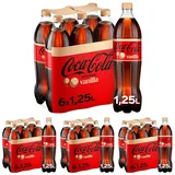 Coca-Cola zero sugar Vanilla Cola – zuckerfreies, kalorienfreies, koffeinhaltiges Erfrischungsgetränk mit Vanille-Geschmack – 6x 1,25L Einweg PET Flaschen – Vorratspack (Packung mit 4)