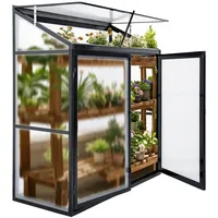 Gegaden Beistell-Gewächshaus Aluminium Schwarz HKP 4 mm 0,68 m2