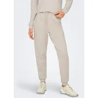 ONLY PLAY Sweathose ONLY PLAY "ONPLOUNGE HW SWEAT PNT - NOOS", Damen, Gr. L (40), N-Gr, grau (pumice stone), Sweatware, Obermaterial: 80% Polyester, 15% Viskose, 5% Elasthan, unifarben, regular fit knöchellang, Hosen Sweathose, mit Kordelzug