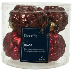 6 GlasZAPFEN 7cm Christbaumschmuck Weihnachtskugeln Figuren bordeaux weinrot
