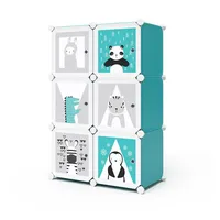 Vicco Kleiderschrank ANDY Kinder Regal DIY modular 6 Fächer (Panda), Blau, 74.5 x 110 cm