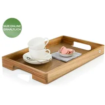 AdHoc Tablett aus Holz Serve Smart | hochwertiges Frühstückstablett aus Akazien- | Walnussholz | modernes Serviertablett (rechteckig) | Braun