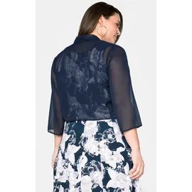 sheego Blusenjacke SHEEGO, Damen, Gr. 48/50, blau (marine), 100% Polyester, Jacken Blusenjacke