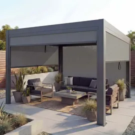 Mendler Pergola MCW-L46 mit Seitenwand Anthrazit 10 cm Alu-Gestell 3 x 4 m