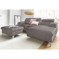 Cotta Polstergarnitur »Caluso«, (2 tlg.), Set: bestehend aus Ecksofa, Hocker, Ecksofa inkl. Kopfteilverstellung grau