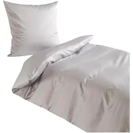 Traumschlaf Uni Mako-Satin Silber 240 x 220 cm + 2 x 80 x 80 cm