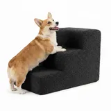 murando Hundetreppe für Kleine Hunde 3 Stufen 30 cm, Boucle - Schwarz