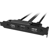 Akasa USB 3.1 Gen 1 internes Adapterkabel mit Zwei USB 2.0 Typ-A-Anschlüssen, PCI-Halterung, 5 Gbit/s, Typ-A-Konverter, USB-Port-Karten, AK-CBUB53-40BK