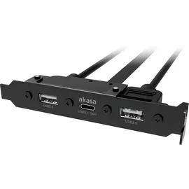 Akasa USB 3.1 Gen 1 internes Adapterkabel mit Zwei USB 2.0 Typ-A-Anschlüssen, PCI-Halterung, 5 Gbit/s, Typ-A-Konverter, USB-Port-Karten, AK-CBUB53-40BK