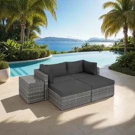 Tectake San Domino Aluminium Rattan Lounge hellgrau/dunkelgrau