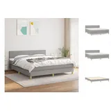 vidaXL Boxspringbett mit Matratze Hellgrau 160x200 cm Stoff