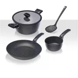moneta Etnea Topf-Set 4-tlg. Kochtopf + Stieltopf + Glasdeckel
