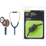 3M Littmann Classic III Stethoskop zur Überwachung, regenbogenfarbenes Bruststück, karibikblauer Schlauch, 69 cm, 5807 & 3M Littmann Stethoskop-Namensschild, Schwarz, 40007