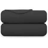 BestLivings Fleecedecke mit Kedernaht 130 x 170 cm Schwarz