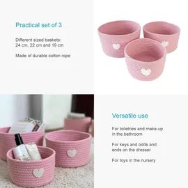 Intirilife Aufbewahrungskorb Set 3-teilig 24 x 14 x 12,5 cm Rosa