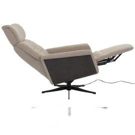 MCA Furniture MCA Relaxsessel HWC-N56, Fernsehsessel Liegesessel Fußstütze drehbar Bouclé Stoff Holz ~ Stoff braun, Holz grau