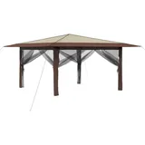 vidaXL Pavillon 4 x 4 m inkl. 4 Seitenteile Creme/Braun