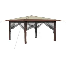 vidaXL Pavillon 4 x 4 m inkl. 4 Seitenteile Creme/Braun