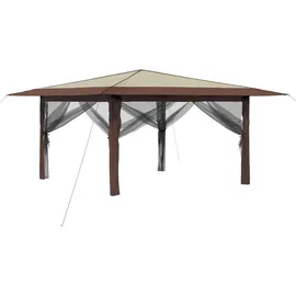 vidaXL Pavillon 4 x 4 m inkl. 4 Seitenteile Creme/Braun