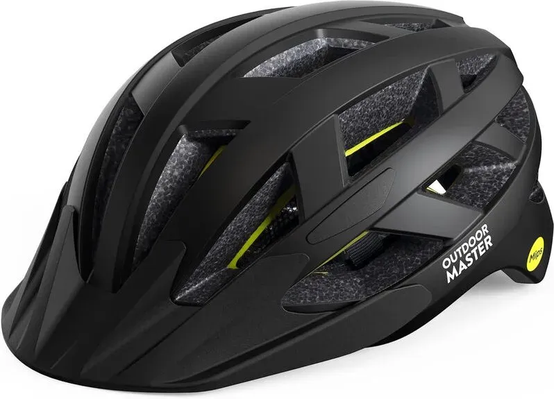 OutdoorMaster MIPS Gem I Freizeit-Fahrradhelm für Erwachsene – Asphalt Schwarz, M