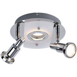 Deckenleuchte Badezimmer Deckenrondell 3-flammig Metall Chrom Esszimmer Deckenlampe mit beweglichen Spots, Rondell, LED 11 Watt 900 lm, DxH 20x11,5 cm