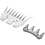 MOUMOUTEN Ziegenschere Klinge, Schermaschine Pferd,Edelstahl Schafschere Klinge 2 Stück Schafschere Ersatzklingen für Schafe Alpakas Ziegen(9-Tooth Curved Blade (+ Swing Blade))