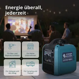 Könner & Söhnen Inverter Stromerzeuger KS 1900i S, 2000W, reine Sinuswelle, Benzin, USB, superleise, Parallel, Camping Generator, leicht